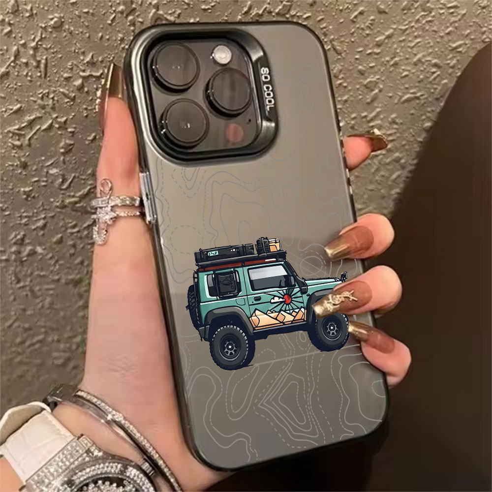 Apple Iphone 15 - جراب هاتف بتصميم سيارة بسيط لهواتف
